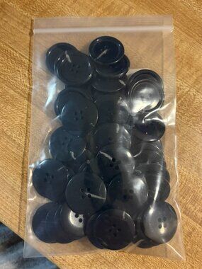 1" Black with White Line 4-hole Craft Buttons 50 pieces #17